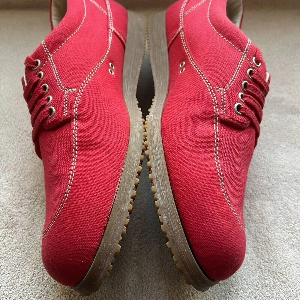 Hogan by Tod’s Bright Red Canvas Lace Up Sneaker Casual Shoes Men’s UK 9.5 US 11